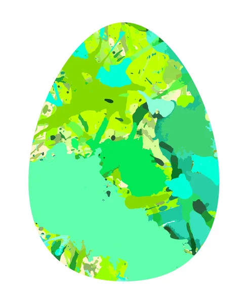 Happy Easter Greeting Card Green Paint Splatter Pattern Egg Vector — Stock Vector