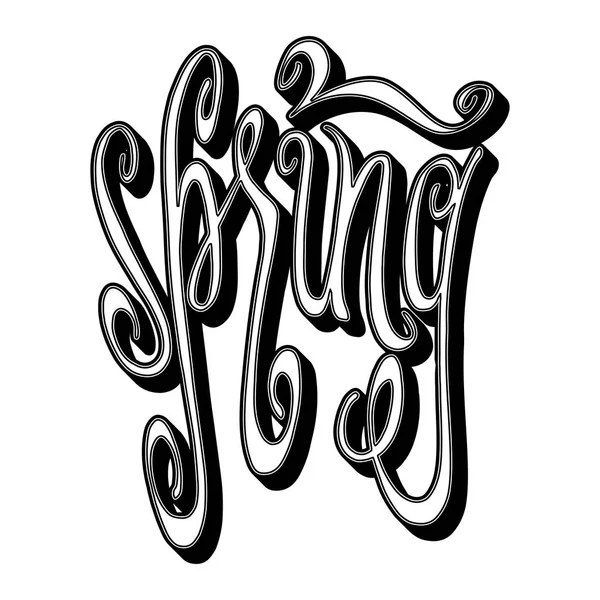 Вручную Нарисованное Слово Весна Изолирована Белом Фоне — стоковый вектор