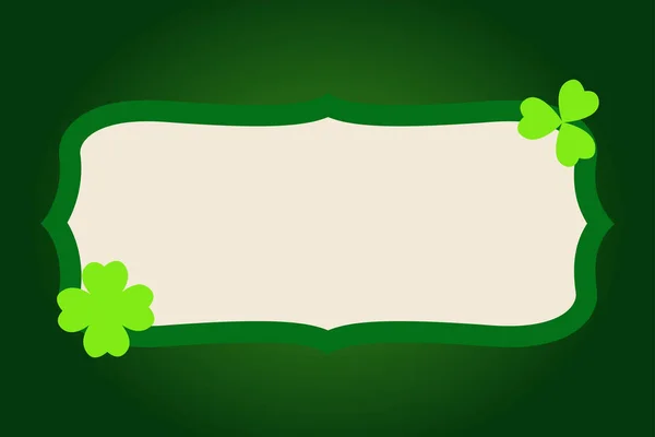 クローバー シャムロックと聖パトリックの日の緑のビンテージ ベクトル フレームを残します アイルランドのお祭りお祝いグリーティング カード デザインの背景 — ストックベクタ