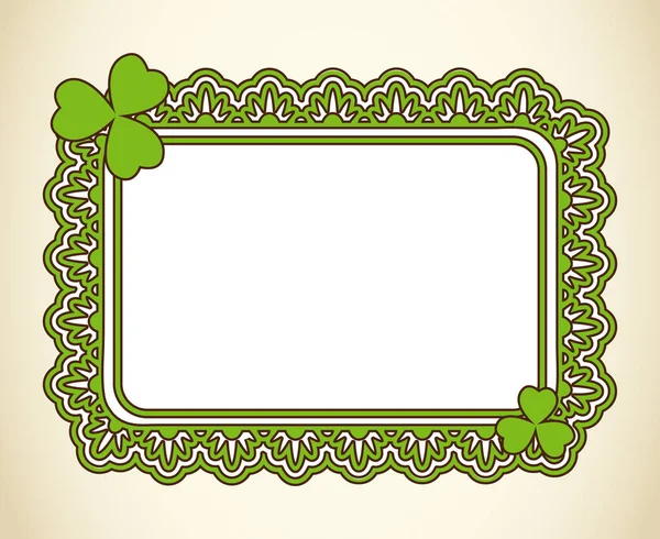 Векторная Рамка Дня Святого Патрика Зелеными Листьями Клевера Дизайн Поздравительных — стоковый вектор