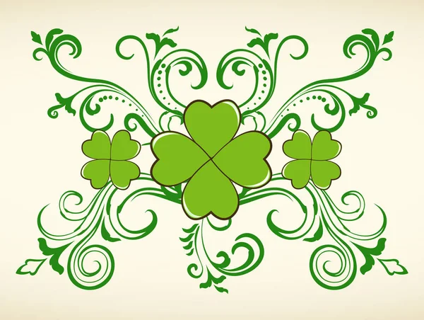 Saint Patrick Day Vector Background Ornate Swirls Green Clover Shamrock — Stock Vector