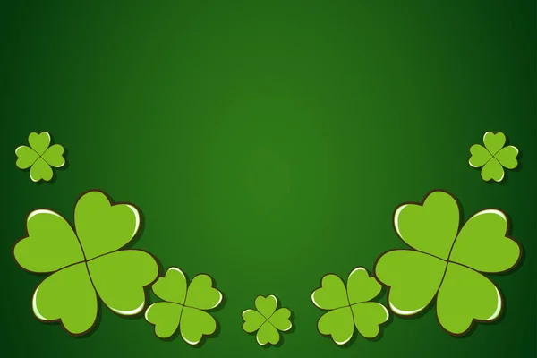 Saint Patrick Day Yonca Yonca Ile Koyu Yeşil Vektör Sınır — Stok Vektör