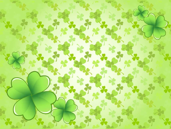 Light Green Saint Patrick Day Frame Four Leaf Clover Shamrock — стоковый вектор