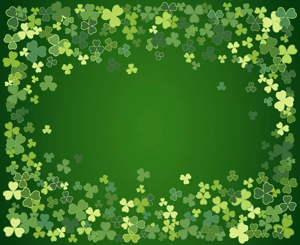 Cadre Vectoriel Saint Patrick Avec Petites Feuilles Trèfle Trèfle Vert — Image vectorielle