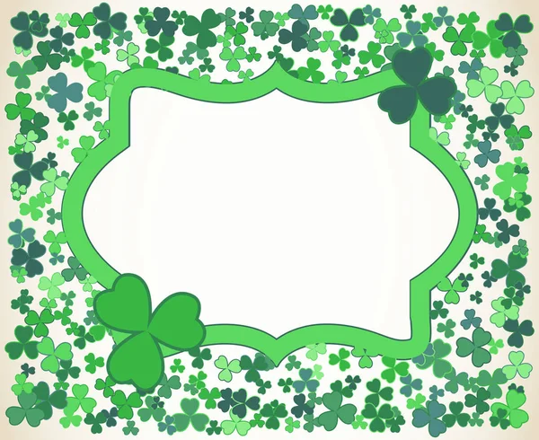 Saint Patrick Day Vectorframe Met Kleine Groene Klaverklavertjes Klaverblaadjes Ierse — Stockvector