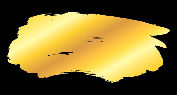 Golden Konstnärlig Grunge Pensel Färg Stroke Isolerad Över Svart Bakgrund — Stock vektor