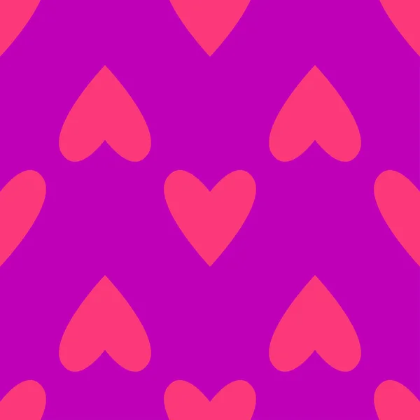 Бесшовные Розовые Сердечки Узора Ярко Розовый Над Фиолетовый День Святого — стоковый вектор