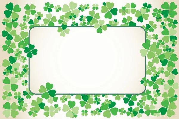 Saint Patrick Day Light Vector Frame Small Green Four Leaf — Stock Vector