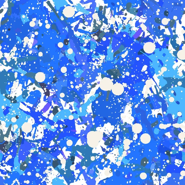 Peinture Bleue Blanche Éclabousse Motif Sans Couture Fond Vectoriel Multicolore — Image vectorielle