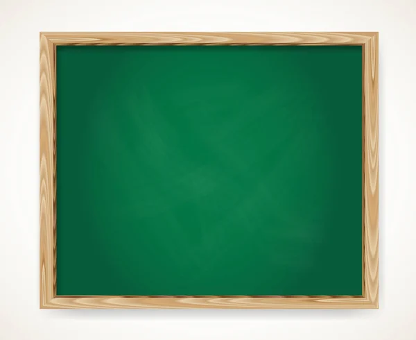 Ρεαλιστική Κενό Πράσινο Πίνακα Κιμωλίας Φόντο Ξύλινη Κορνίζα Για Σχολείο — Διανυσματικό Αρχείο