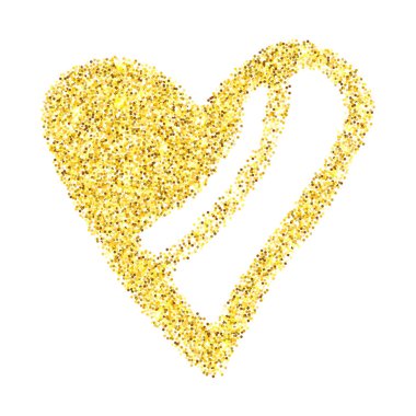 Altın parıltı beyaz arka plan üzerinde izole kalp. Mutlu Sevgililer günü altın glamour tasarım öğesi.