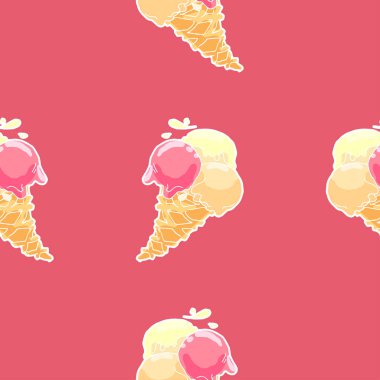 Dondurma külahı lezzetli retro renkleri ile Seamless Modeli.