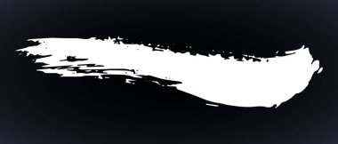 Artistik grunge fırça darbesi siyah arka planda izole edilmiş beyaz renkte. Tasarım elemanı vektör çizimi.