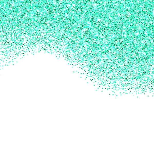 Aqua green glitter texture border over white background. Abstract sparkles of confetti. Bright celebration vector illustration.