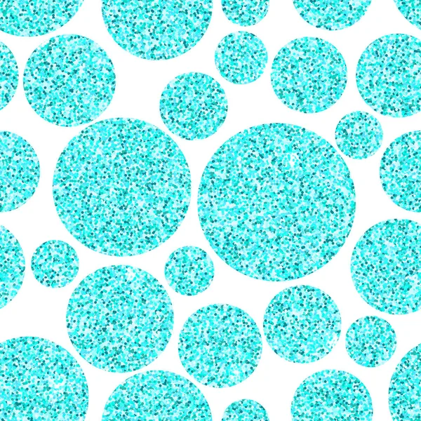 Helle Aqua Blaue Kreise Glitzern Textur Vektor Nahtlose Muster Glänzende — Stockvektor