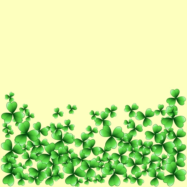 Saint Patrick Day Vector Frame Green Clover Shamrock Leaves Irish — Stock Vector
