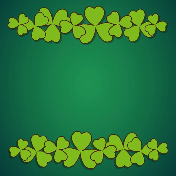 Saint Patrick Day Wektor Zielony Ciemny Granica Koniczyna Koniczyna Liść — Wektor stockowy