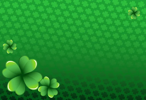 Bohaté Zelený Den Svatého Patricka Rám Čtyři Leaf Clover Shamrock — Stockový vektor