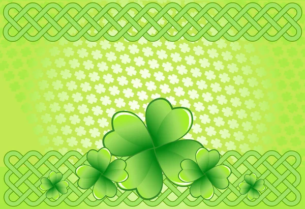 Ljus Grön Saint Patrick Day Ram Med Fyrklöver Shamrock Lämnar — Stock vektor