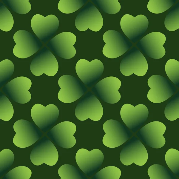 深绿色的三叶草留下的载体无缝图案 大自然的春天背景 爱尔兰传统的圣帕特里克节设计元素 — 图库矢量图片