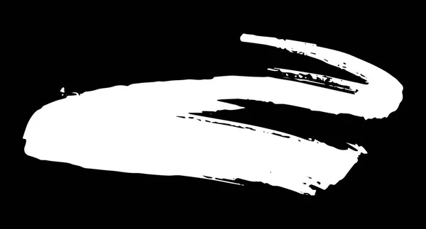 Artistic Grunge Brush Paint Stroke White Isolated Black Background Design — Stock Vector