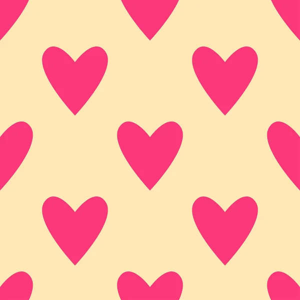 ピンクとベージュでシームレスな心のパターン バレンタインの日のタイルの背景 ロマンチックなベクトル パターン — ストックベクタ