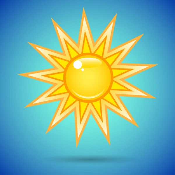 夏天在蓝蓝的天空上的黄色太阳的光芒 — 图库矢量图片