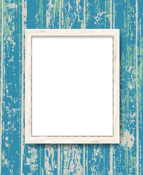 现实的最小空白木框架在蓝色质朴的背景 木边界向量例证 — 图库矢量图片