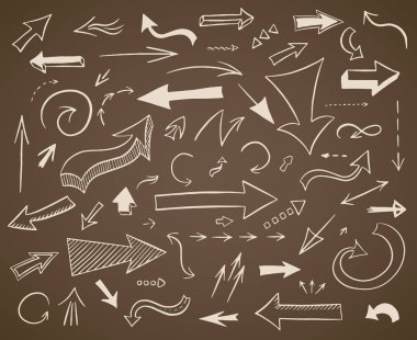 Vektör oklar çizilen seti el