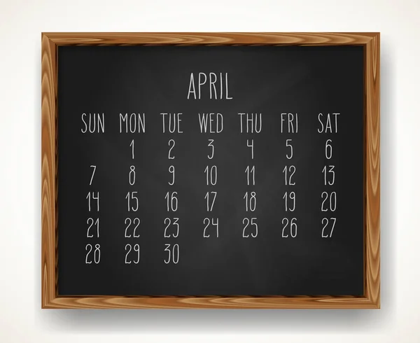 Kwiecień 2019 miesięczny kalendarz tablica — Wektor stockowy