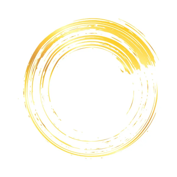 Pintura dorada círculo trazo marco sobre blanco — Archivo Imágenes Vectoriales