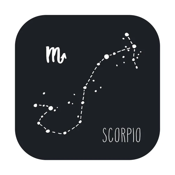 Scorpion signe du zodiaque constellation dessinée à la main — Image vectorielle