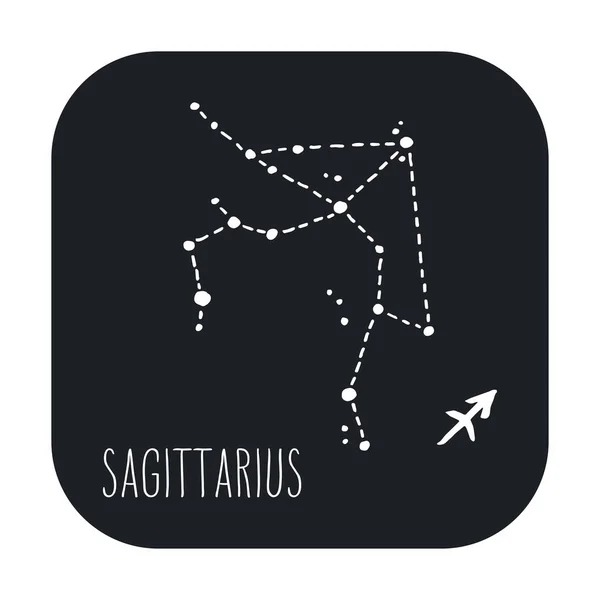 Sagittario Segno zodiacale costellazione disegnata a mano — Vettoriale Stock