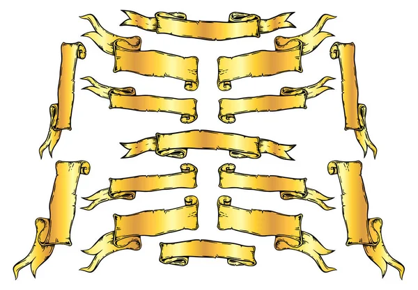 Złote sztandary wstążki — Wektor stockowy