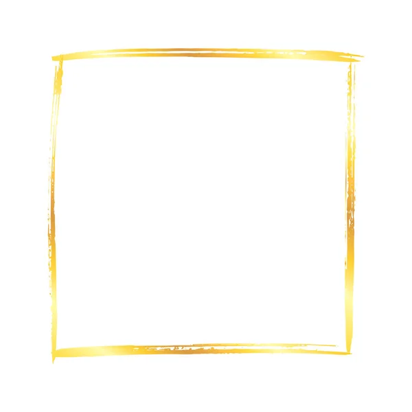 Cadre carré de traits de peinture dorée sur blanc — Image vectorielle