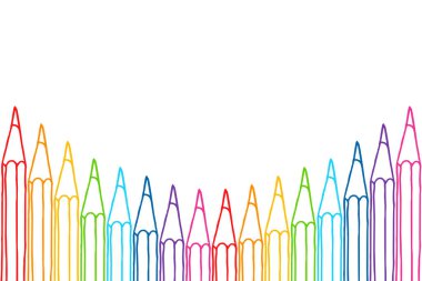 El çekilmiş çok renkli kalemler çerçeve