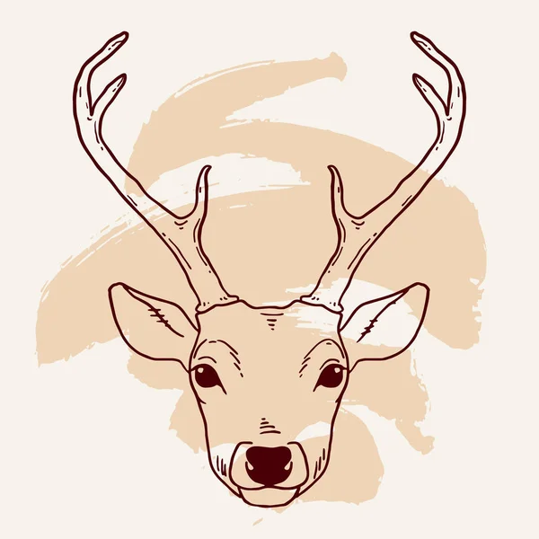 Tête de cerf dessinée à la main style tribal — Image vectorielle