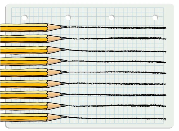 Blyertspennor som gör linjer illustration — Stock vektor
