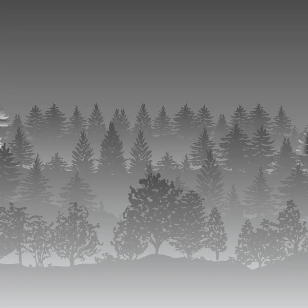 Wald Bäume Silhouetten Hintergrund — Stockvektor