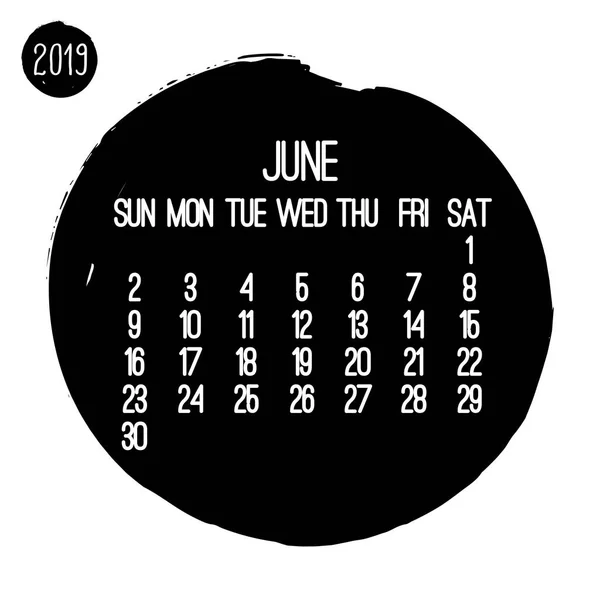 Червень 2019 місячний календар — стоковий вектор