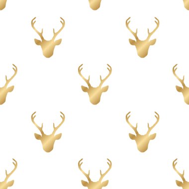 Altın geyik kafaları ile dikişsiz desen