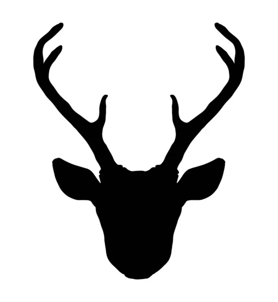 Handritade hjort huvudets silhuett — Stock vektor