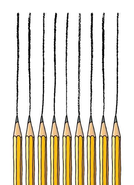 Blyertspennor som gör linjer illustration — Stock vektor