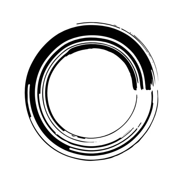 Zwarte penseelstreek ronde frame — Stockvector