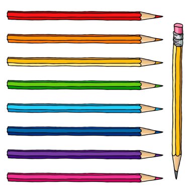 renkli kalemler illüstrasyon