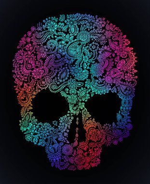 Süslü doodle çiçek kafatası