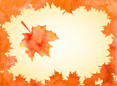 Suluboya akçaağaç yaprakları çerçeve