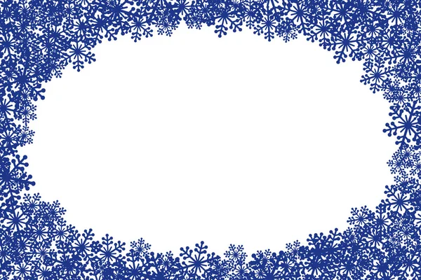 Navidad copos de nieve marco en blanco vector ilustración — Archivo Imágenes Vectoriales