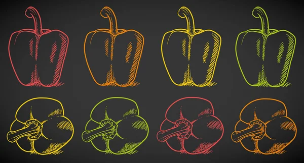 Paprika Gemüse Illustrationsset — Stockvektor