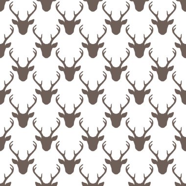 Geyik kafalı siluetler ile dikişsiz desen